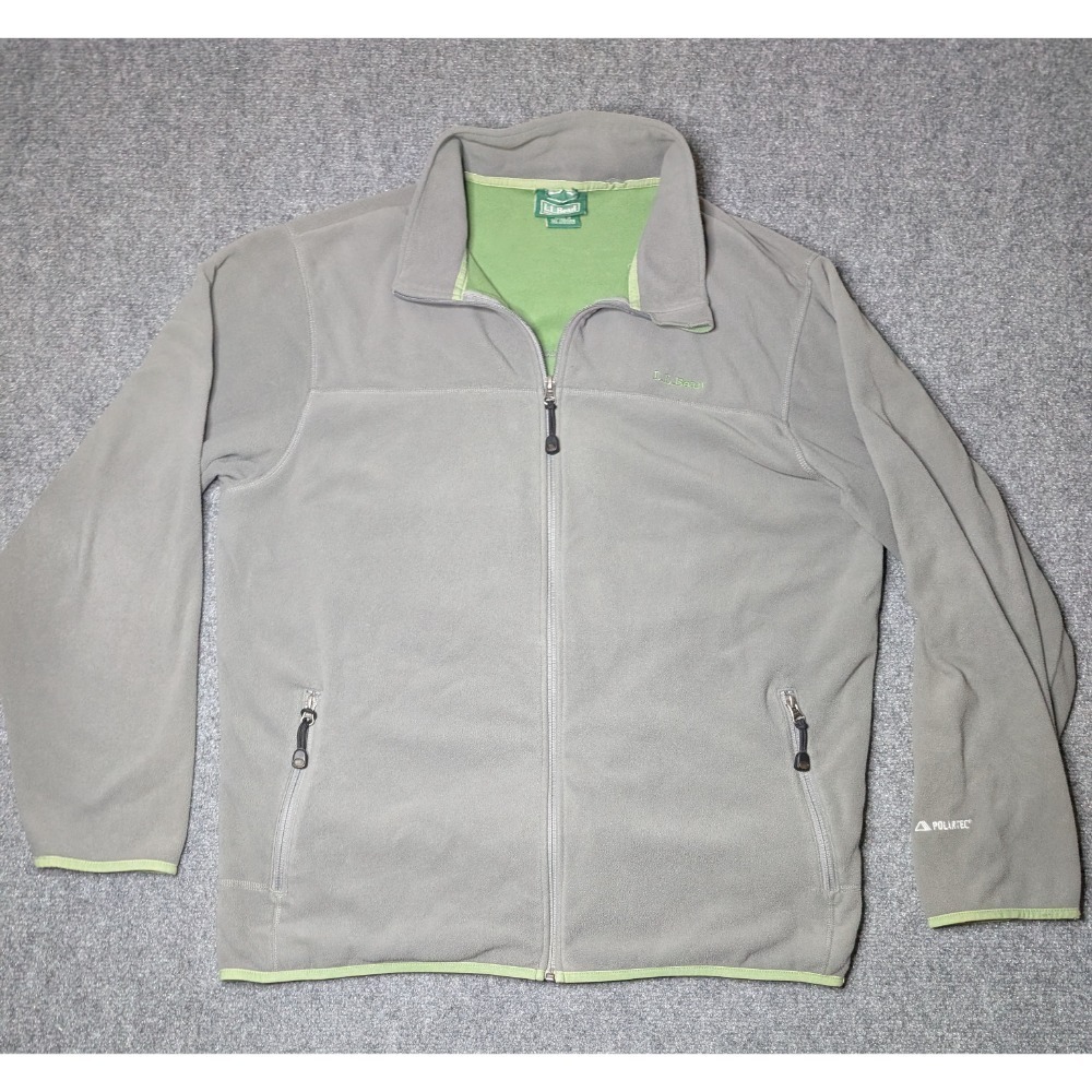 Vintage L.L. Bean Polartec Fleece Full Zip Jacket Men's Large Tall Gray Outdoor